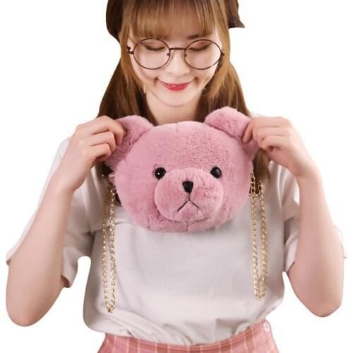 Cartoon girl small shoulder bag cartoon cute teddy bear doll rabbit fur bag shoulder messenger bag