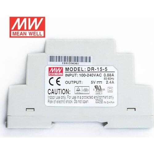 Kindly MEAN WELL 6Pack DR-15-5 5V 2.4A meanwell DR-15 12W Single Output Industrial DIN Rail Power Supply