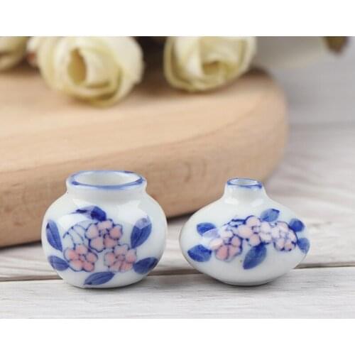 2Pcs/lot 1:12 Dollhouse Miniature Flower Vase for Doll House Accessories