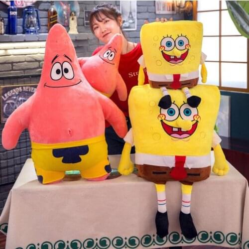 20-50cm Big Size Sponge and Patrick Cartoon Plush Toy Soft Cartoon Bob Doll Toys for Kids Children Birthday Gift Home Decoration