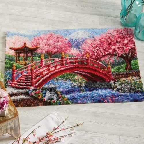 DIY Latch Hook Rugs Kits for Adults Beginners - Kids - Children with Pattern Printed Canvas Rug Embroidery Decoration Landscape