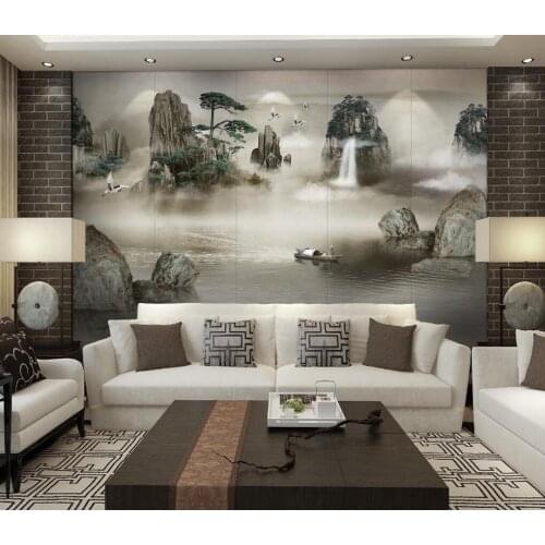 Beibehang Custom Mural Wallpaper Chinese retro abstract landscape painting Bedroom living room Indoor Background Wall Paper 3D