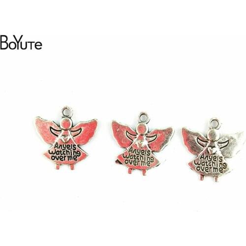 BoYuTe (50 Pieces/Lot) 19*19MM Antique Silver Plated Metal Zinc Alloy Angel Diy Charms for Jewelry Findings Components