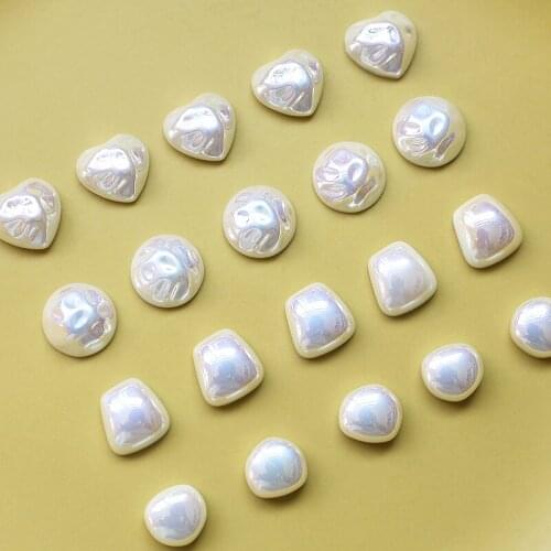 Resin Patch Beads Heart Loose Beads Highlight Imitation Pearl Beads 10pcs/lot For DIY Jewelry Making Finding Accessories