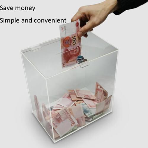 Transparent acrylic cube DIY piggy bank with lock Saving money Boxes Item display cabinet Large capacity storage container gift