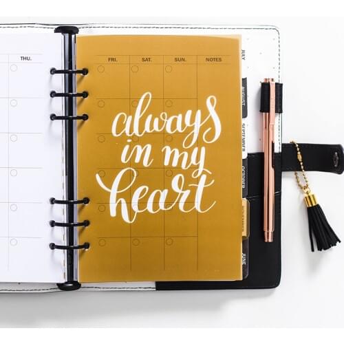 Fromthenon Homemade Spiral Planner Dividers For Filofax Notebook A5a6 Transparent Pvc Gold Dividers 6pcs/set Planner Accessories