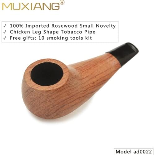 RU- MUXIANG Free 10 Tools Kit Tobacco Pipe Chicken Leg Pipes 3mm Metal Filter Straight churchwarden Pipe Masculine Gift ad0022