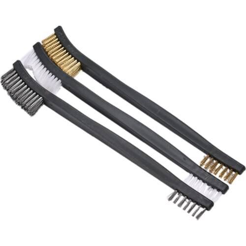 Cleaning Brushes 3pcs Metal Double-end Mini Wire Brush Rust Cleaning Steel Brass Polishing