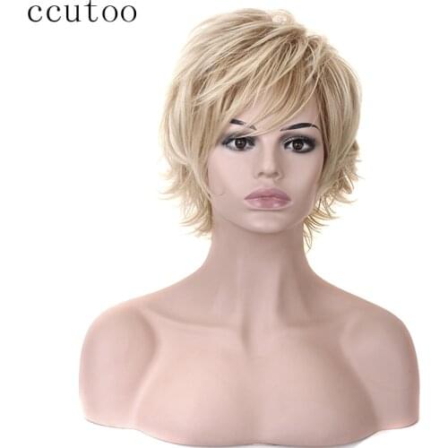 Ccutoo Synthetic Blonde Short Wig High Temperature Fiber Woman/Mens Hair Cosplay Full Wigs