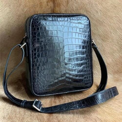Exotic True Alligator Skin Men Single Shoulder Bag Authentic Genuine Crocodile Leather Flap Purse Male Crossbody Messenger Bag