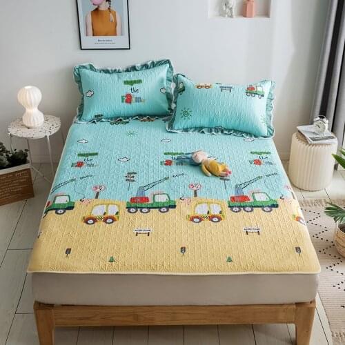 Cotton Cartoon Series Thin Bed Mattress Protector Pad Pillowcase Breathable Fiber Foldable Floor Tatami For Children Adults #sw