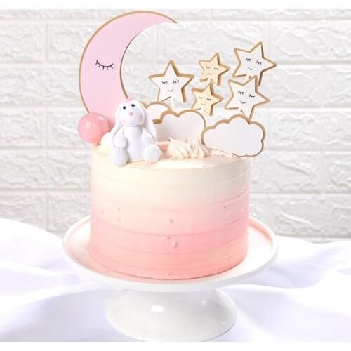 Baking A Cake Decoration Moon Stars Clouds Plug Inserted Card Birthday Party Cake Suit Cake Topper Happy Birthday