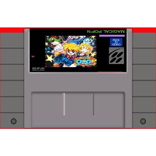 Magical Pop'n 16 bit Big Gray Game Card For USA NTSC Game Player