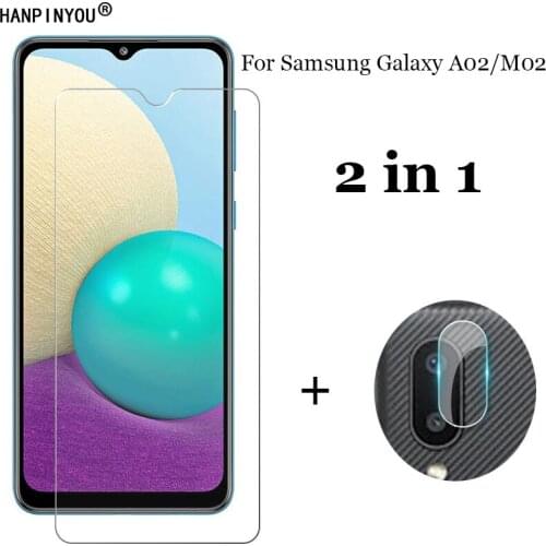 2-in-1 For Samsung Galaxy A02 / M02 6.5" Soft Fiber Camera Lens Protection Film + Front 9H 2.5D Tempered Glass Screen Protector