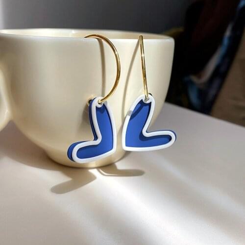 Bluecolor Big Heart Stud Earrings For Women Girl Korean Love Drop Glaze Aesthetic Daily Life Minimalist Jewelry Piercing Ear
