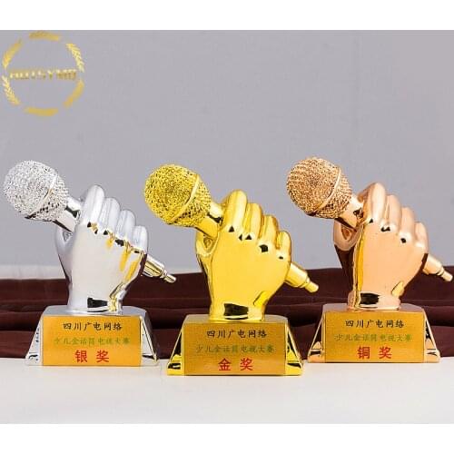Golden Microphone Trophy Good Voice Trophy Music Award Cup Trophy Microphone Singing Competition Music Good Voice Award Trophies