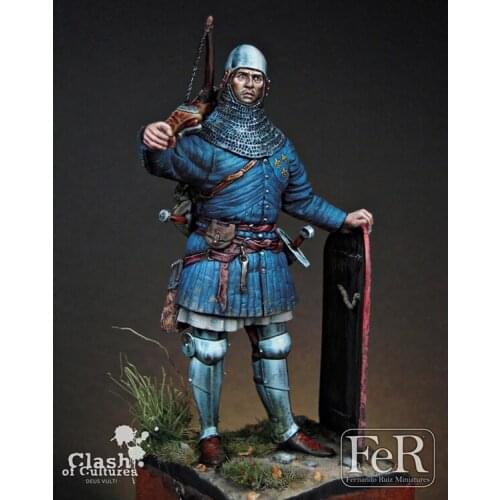 1/24 French Crossbowman, Formigny, 1450, Resin Model figure GK, Ancient war theme, Unassembled and unpainted kit