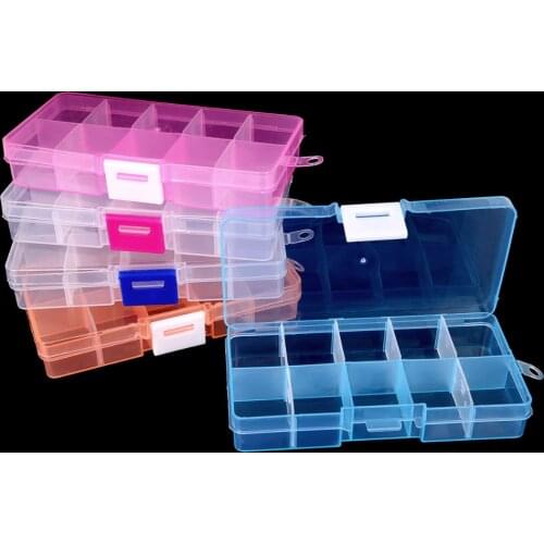12.8x6.5x2.2cm Hot Sale DIY Best Organizer Storage Beads Box 10 Slot Plastic Jewelry Adjustable Tool Bins Jewelry Storage Boxes