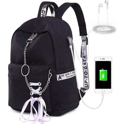 Cute college school bags for teenage girls travel backpack women shoulder bag casual bookbag student backpack with USB Port