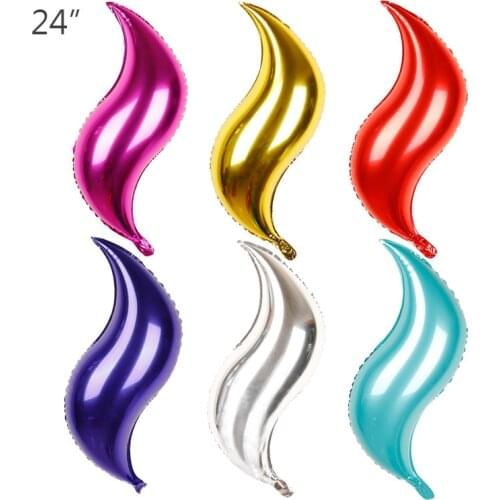 24 inch flame balloon flame birthday wedding party layout S streamline fishtail wave aluminum balloon wholesale