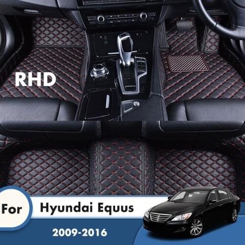 RHD Custom Car Floor Mats For Hyundai Equus 2016 2015 2014 2013 2012 2011 2010 2009 Car Styling Foot Pads Leather Carpet Rugs