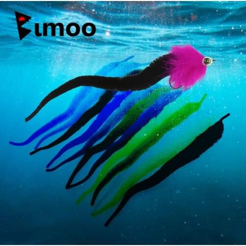 Bimoo 5PCS/Bag Size L 8"~9" Fly Tying Dragon Tails for Fishing Lure Making Fly Tying Material Black Blue FL Green Grey Olive