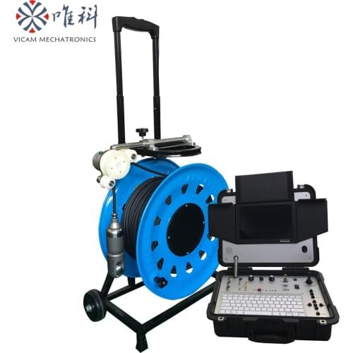 Factory price 150meters waterproof camera for borehole inspection with depth counter on the screen and wireless keyboard