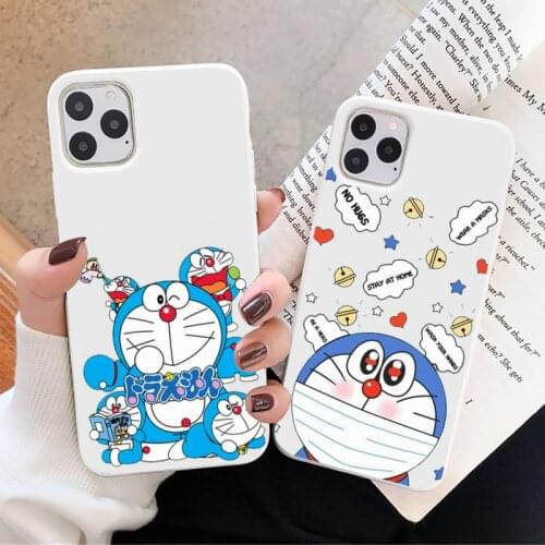 Cartoon Doraemon Robot Phone Case White Candy Color for iPhone 11 12 mini pro XS MAX 8 7 6 6S Plus X SE 2020 XR