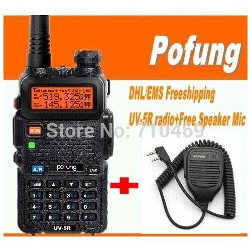 DHL freeship+New version dual display 136-174/400-520Mhz Discount radio dual band vhf uhf Portable radio Pofung UV5R+speaker MIC
