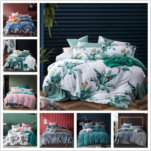 European Bedding Set Egyptian Cotton Bed Linen Soft Satin Bedding Floral Pastoral Duvet Cover Pillowcases Bedspread on Bed 4pcs