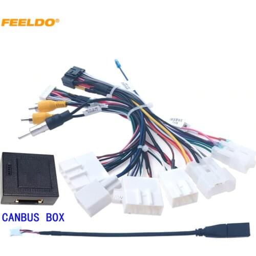 FEELDO Car 16pin Audio Wiring Harness Canbus Box For Toyota Camry RAV4 Highlander Wildlander Stereo Installation Wire #HQ1885