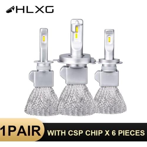 HLXG H7 LED Lamps Car Headlight Mini Bulb CSP Car Lights copper fanless Auto 12V 6000K HB3 9006 9005 HB4 H8 H1 H4 H11 LED Light