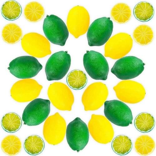 Fake Lemons Limes Set,Fake Fruit Lemons Artificial Lemon Slices Blocks,Simulation Lemon Slice Lemon for Home Kitchen