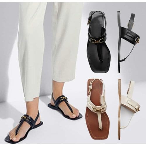 Jenny&Dave 2021 Indie Folk Vintage Genuine Leather Fashion Gold Buckle Summer Roma Sandals Women Shoes Woman Shoes Women Sandals