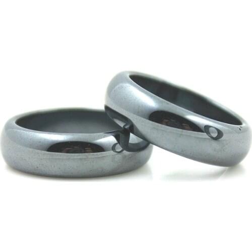 Natural Hematite Ring 1 Piece Glossy Smooth and Fashionable 5A Grade Surface 6mm Black Magnet Men Women Jewelry