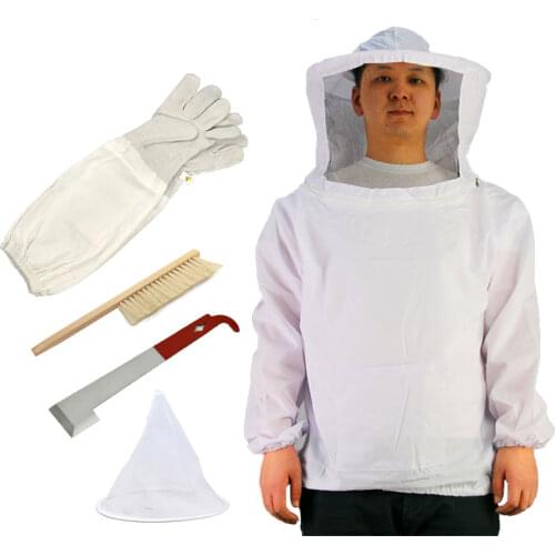 5-Piece Beekeeping Tool Kit, Beekeeping Suit, Beekeeping Gloves, Bee Sweep, Beehive Cleaning Tool, Honey Filter