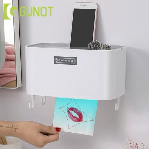 GUNOT Wall-mounted Toilet Paper Holder Multifunction Hygienic Paper Dispenser For Bathroom Restaurant Home Bathroom Accessories