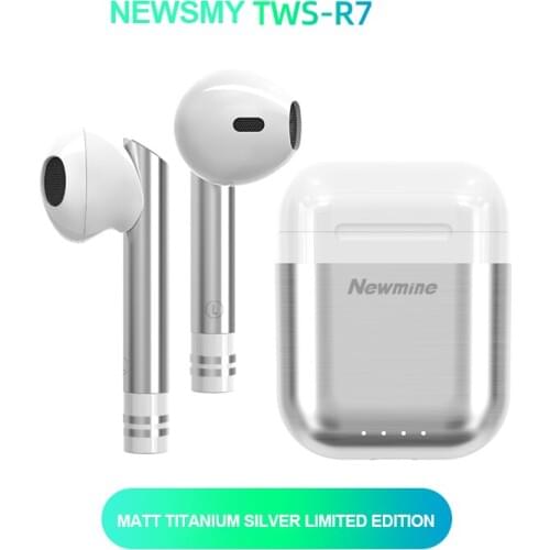 Newsmine R7 Bluetooth 5.0 Earphone Noise Cancelling Headphone Silver Portable True Wireless Sports Touch Control Earbuds