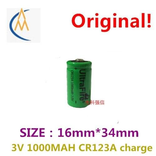 New authentic CR123A lithium rechargeable battery 1000 mah camera head lamp light LED battery 3.0 v toy model