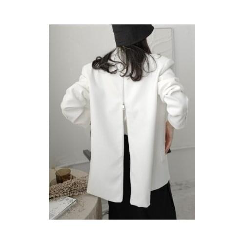 Spring and autumn new small suit droop feeling back zip commuter suit jacket Korean version loose suit jacket black