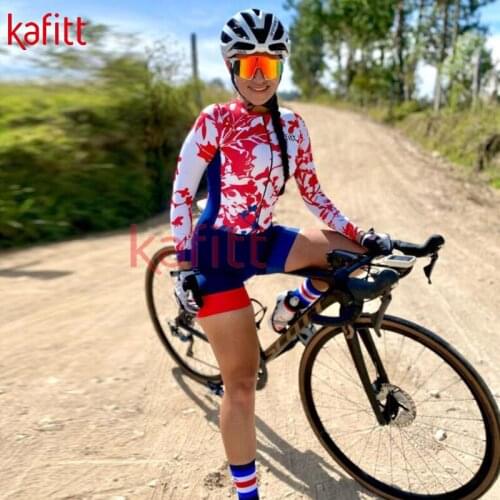 Cafete’s New Women’s Sweatshirt Suit Triathlon Long-sleeved Shirt Jumpsuit Women’s Athlete Cycling Jersey Racing Team Uniform