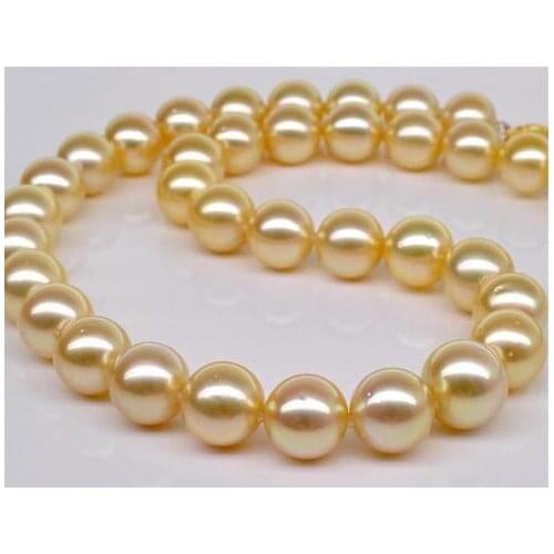 Huge 13-15mm genuine natural south seas gold pearl necklace 18" 925 silver hot Sell necklace pendant Free shipping