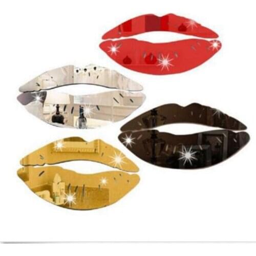 Sexy 3D Mirror Kiss Lip Wall Sticker Acrylic DIY Kitchen Living Room Bedroom Stickers Mural Decal Home Decoration Accessories