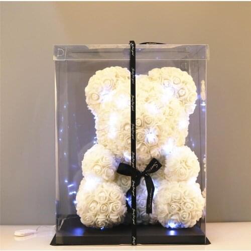 Dropshipping 25cm Artificial PE Flower Teddy Rose Bear Valentines Day For Girlfriend Wife Mothers Day gift Christmas decor