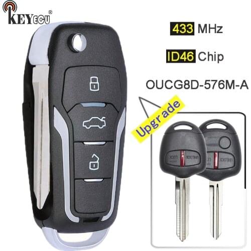 KEYECU 433MHz ID46 G8D576MA OUCG8D-576M-A Upgraded Flip 2 3 Button Remote Key Fob for Mitsubishi Lancer CJ Sedan, Hatch Wago