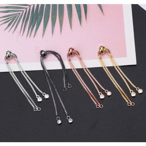 Adjustable Brass Bracelet Slide Extender Chain with Ball Ends for Jewelry Making