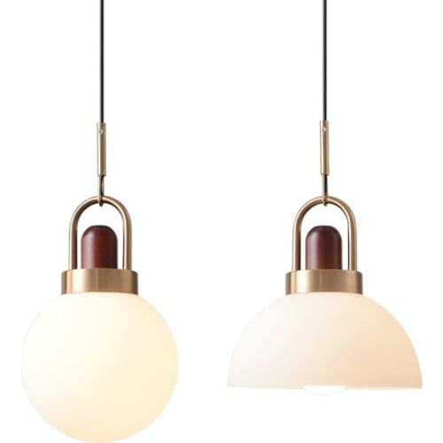 Modern Glass Ball Pendant Lights for Kitchen Dining Room Hanging Lamps Fixture Wood Luminaire Nordic Restaurant Bedroom Decor