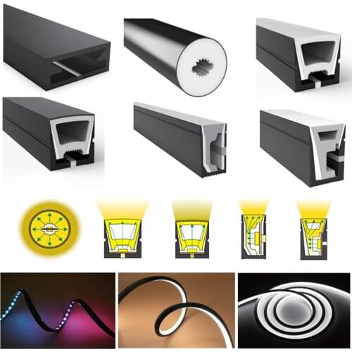 WS2812B WS2811 WS2815 LED Neon Rope Tube Flexible led Strip Light Black Silica Gel Soft Lamp Tube Waterproof For Decoration