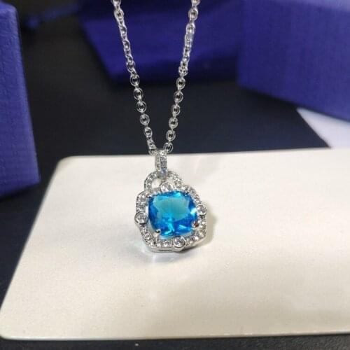 SWA 1:1 Elegant Sea Blue Lock Necklace for Women
