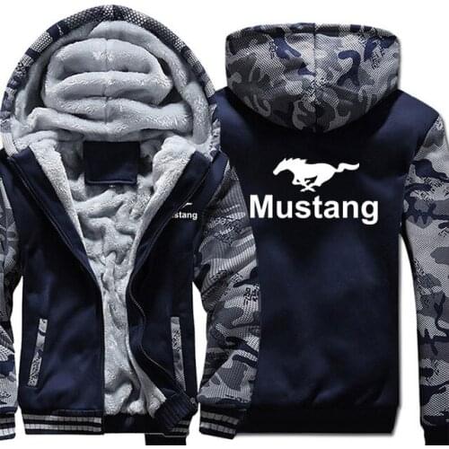 New winter men car Fans Mustang sweatshirt Thickening Hoodies Coats men male Zipper Clothes casual